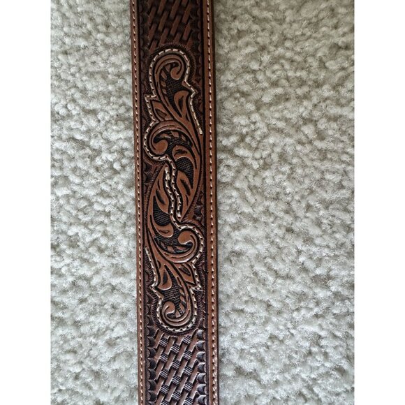 Vintage Tony Lama Caiman Alligator Inlay Belt 36 Sterling Buckle Cowboy Western - Picture 6 of 11